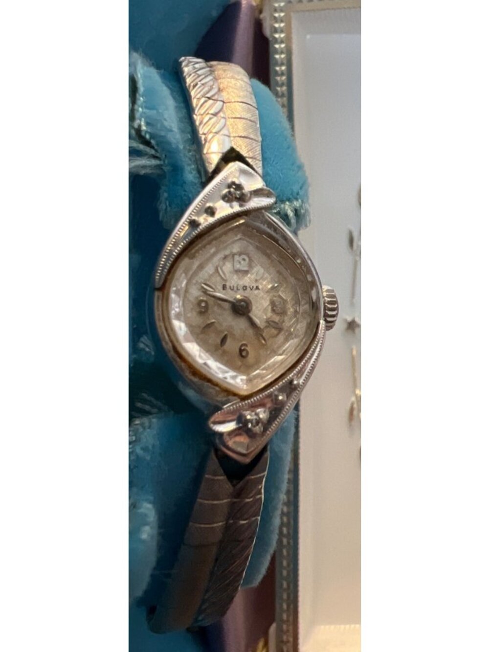 Vintage Bulova Watch First Lady Diamond Elegance 10K Plate Silver Tone Works - Picture 3 of 9